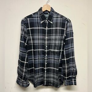 Gitman Bros Men's Black and Gray Plaid Shirt